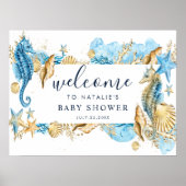 Poster Sous l'Affiche de bienvenue Baby shower Sea Blue & (Devant)