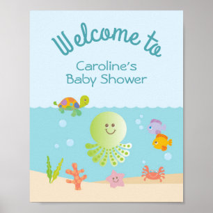 Poster Sous l'Affiche de bienvenue du Baby shower marin