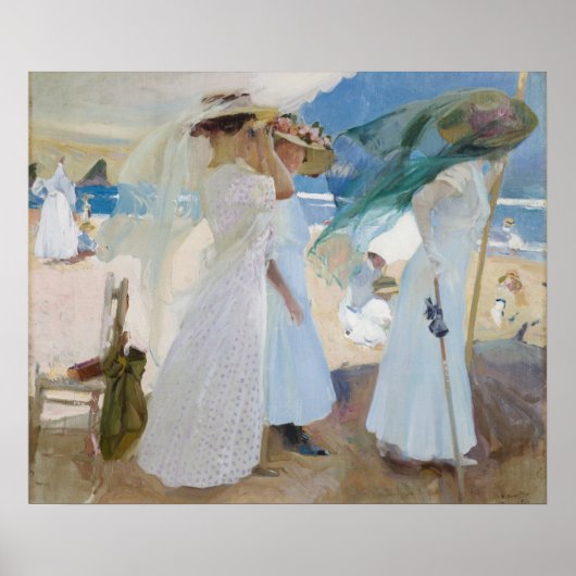 Poster Sous l'auvent, scène de plage aquarelle (Devant)