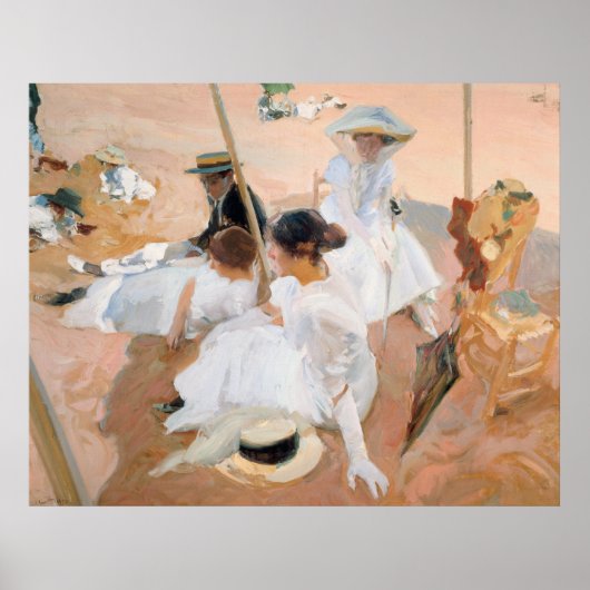 Poster Sous l'Awning, Sur la plage de Zarauz - Sorolla (Devant)