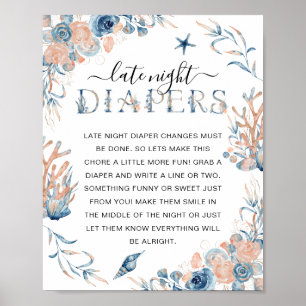 Poster Sous le Baby shower de la mer "couche nocturne"
