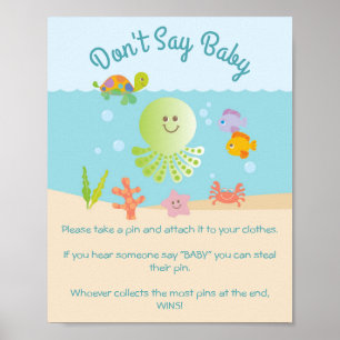 Poster Sous le Baby shower de la mer ne pas dire jeu de b