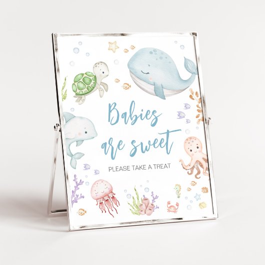 Poster Sous le Baby shower de mer Les bébés sont doux