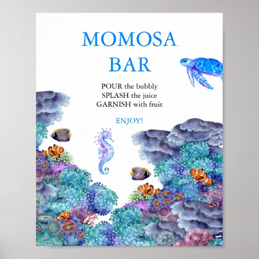 Poster Sous le Baby shower de mer Momosa bar (Devant)