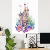 Poster Sous le château de Sirène de Mer (Bureau à domicile)