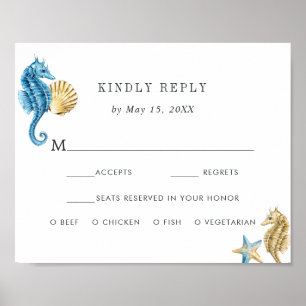 Poster Sous le mariage maritime RSVP avec choix de repas