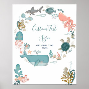 Poster Sous le texte personnalisé du Baby shower maritime