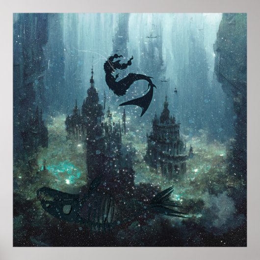 Poster Sous l'eau. Sous Quoi ? ! Bleu ciel. (Devant)