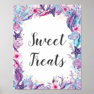 Poster Sous l'eau Turquoise Violet Rose Sucreries