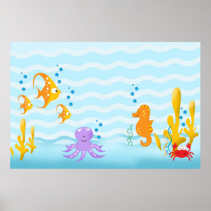 Poster SOUS L'OCEAN ÉNORME TIRAGE D'ART 36 x 24