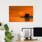 Poster sous-marin au coucher du soleil (Bureau à domicile)