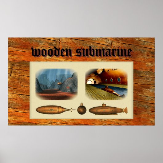 Poster sous-marin en bois (Devant)