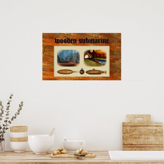 Poster sous-marin en bois (Cuisine)