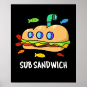 Poster Sous Sandwich Funny Food Pun Dark BG (Devant)