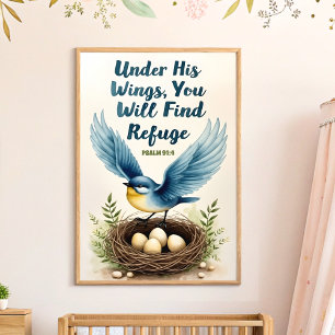 Poster Sous ses ailes Boho Christian Nursery Wall Art