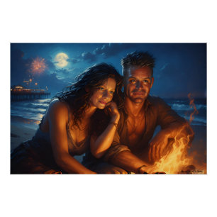 Poster Sous un ciel au clair de lune