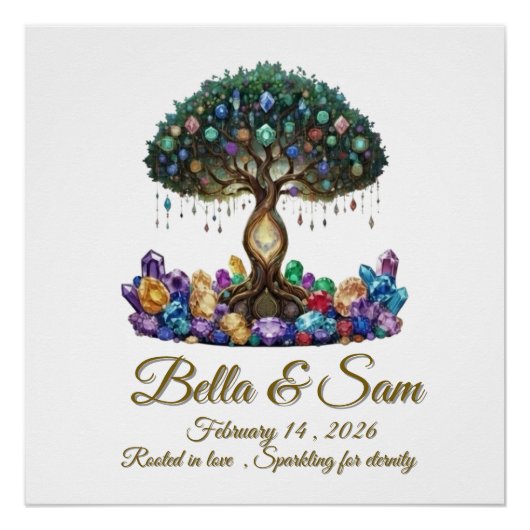 Poster Sous-verre de mariage en forme d'hexagone (Devant)