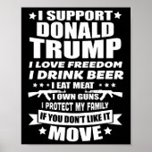 Poster Soutenez Donald Trump I Love Freedom I Drink Beer (Devant)
