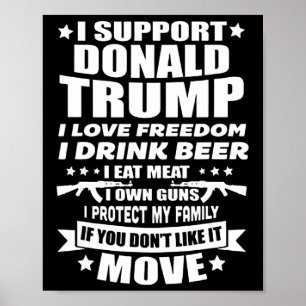 Poster Soutenez Donald Trump I Love Freedom I Drink Beer