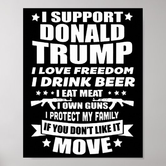 Poster Soutenez Donald Trump I Love Freedom I Drink Beer (Devant)