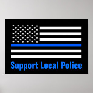 Poster Soutenez la ligne bleue fine de la police locale