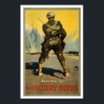 Poster Soutenez-le ! Acheter des obligations de victoire<br><div class="desc">De la vaste collection d'affiches de l'Administration des projets de travail (APM) et de la guerre de Zazzle, un assortiment extraordinaire d'images iconiques destinées à promouvoir les arts, le bien-être public et le patriotisme, cette affiche commémorative présente une affiche montrant un soldat de derrière, face à un champ de bataille....</div>