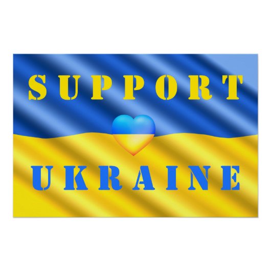 Poster Soutenez l'Ukraine - Drapeau - Liberté - Coeur de  (Devant)