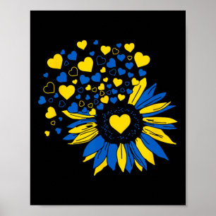 Poster Soutenez l'Ukraine Tournesol Drapeau Ukrainien Cœu