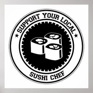 Poster Soutenez Votre Chef De Sushi Local