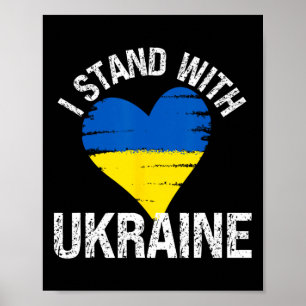 Poster Soutenir le drapeau du cœur de l'Ukraine Soutenir
