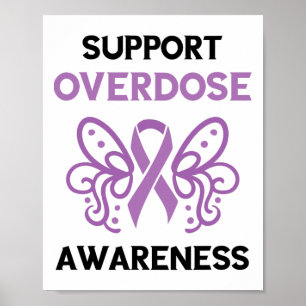 Poster Soutenir le Ruban Violet de Surdosage Mois de Sens