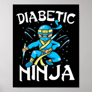 Poster Soutenir T1d Diabétique Ninja Mois de sensibilisat