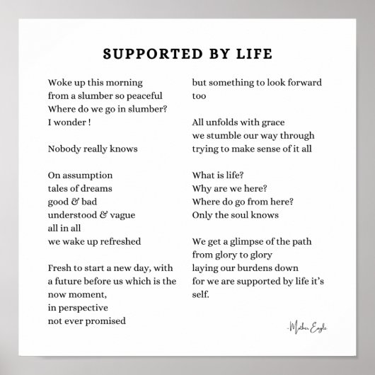 Poster Soutenu par la vie amour-propre poème d'encouragem (Devant)