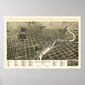 Poster South Bend, IN Panoramic Map - 1890 (Devant)