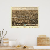 Poster South Bend Indiana 1866 Antique carte panoramique (Cuisine)