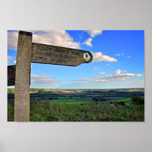 Poster South Downs Beacon Hill Hampshire Angleterre