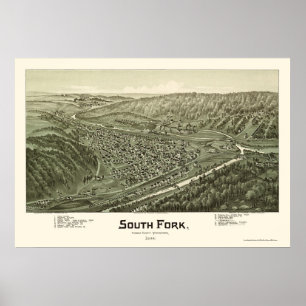 Poster South Fork, PA Carte panoramique - 1900