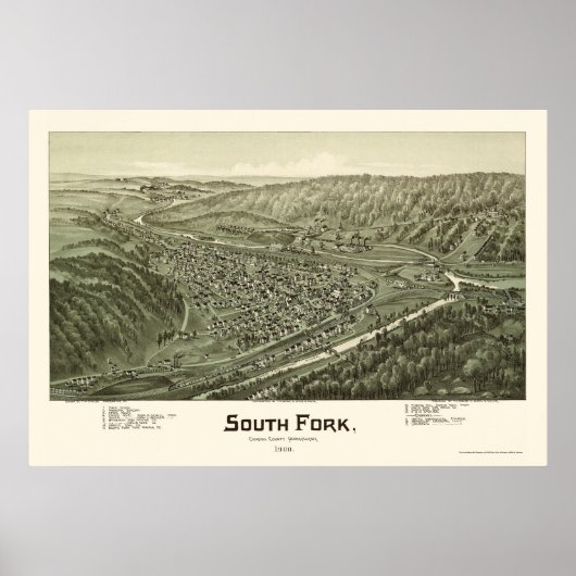 Poster South Fork, PA Carte panoramique - 1900 (Devant)