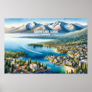 Poster South Lake Tahoe Travel Places aquarelle