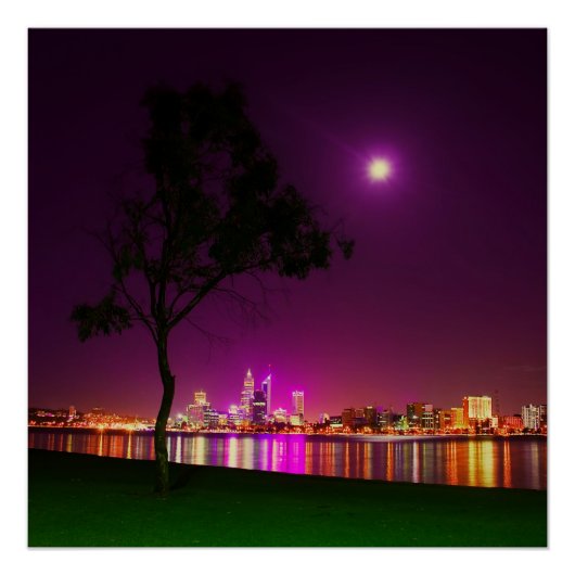 Poster South Perth Foreshore Perth City Lights Skyline (Devant)