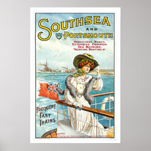 Poster Southsea & Portsmouth UK Vintage 1905 Travel Art