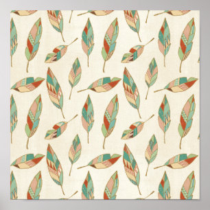 Poster Southwest Geo Step Geometric Feather Pattern