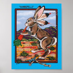 Poster Southwest Kokopelli Bunnipelli lapin Whimsical