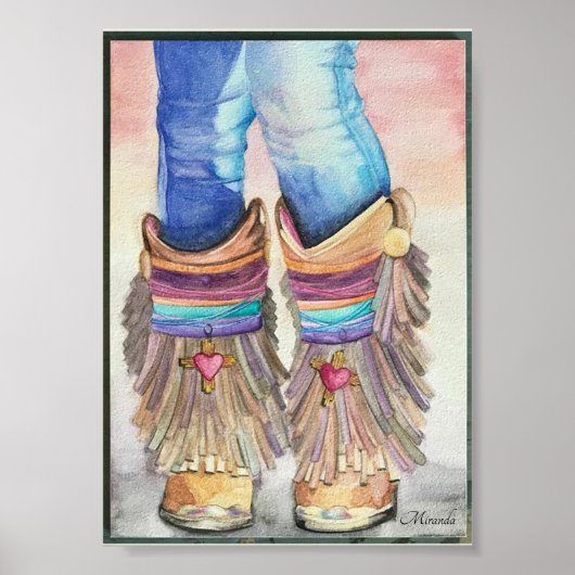 Poster Southwestern Boots Art Imprimer Convient à l'encad (Devant)