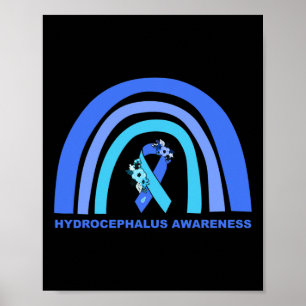 Poster Soutien à la sensibilisation Floral Blue Ribbon Ra