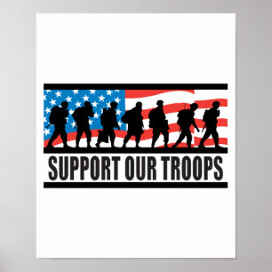 Poster Soutien à nos troupes Drapeau