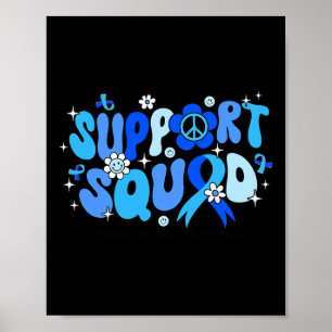 Poster Soutien Équipe Bleu Ruban Sensibilisation à l'hydr