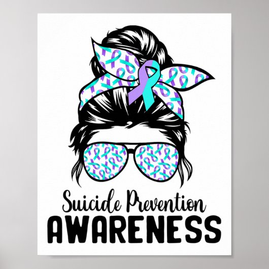 Poster Soutien Équipe Messy Bun Prévention du suicide (Devant)