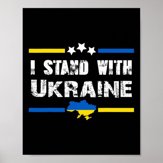 Poster Soutien Je suis avec le drapeau de l'Ukraine Améri (Devant)