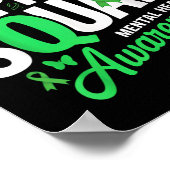Poster Soutien Papillon vert Ruban vert Santé mentale (Coin)